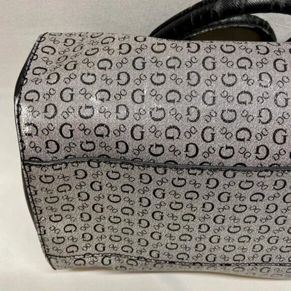 GUESS Slouchy Satchel Black Grey Signature Women's Oversized Shoulder Bag (Read) - Picture 6 of 15